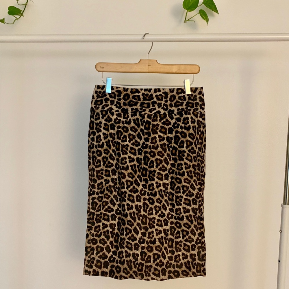 Theory Dyed Calf Fur Leopard Midi Skirt Size 4